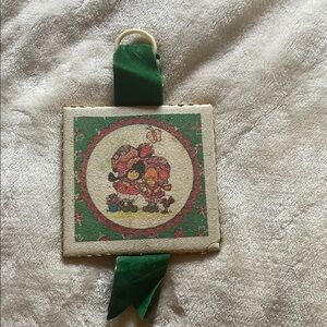 Vintage Wall Hanging with Green Ribbon